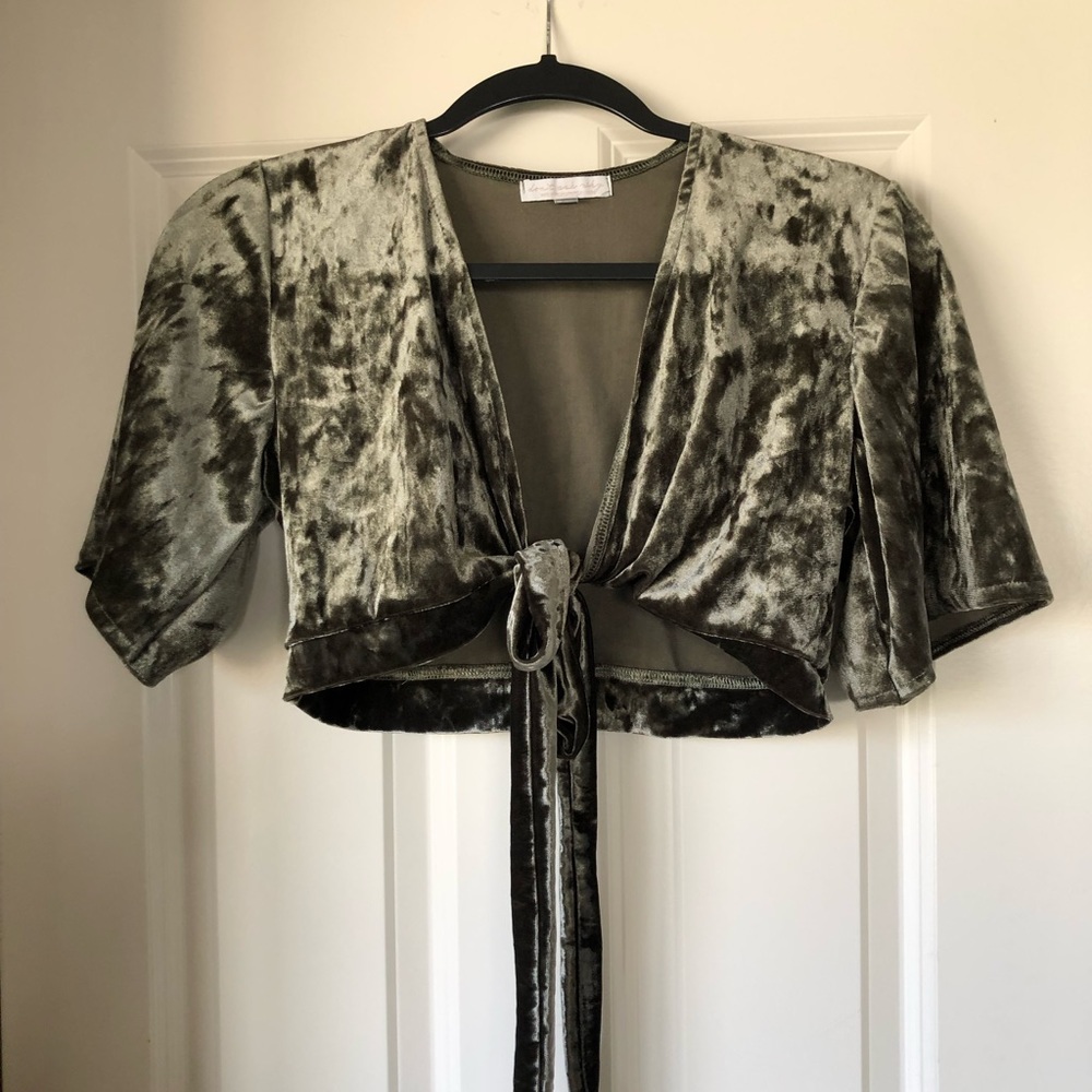 Don’t Ask Why - Olive Green Velvet Crop Top One Size Fits Most